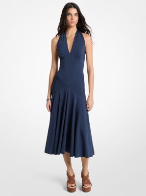 Robe mi-longue &agrave; dos nu en jersey mat extensible