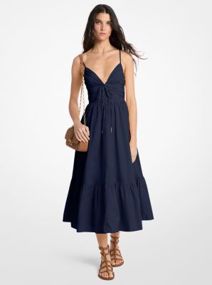 MK Midikleid Aus Baumwoll-Popeline - Blau