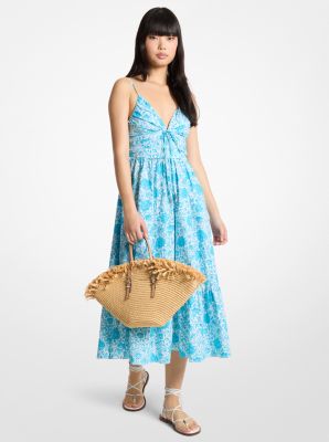 Midikleid aus Baumwoll-Popeline mit Blumenmuster