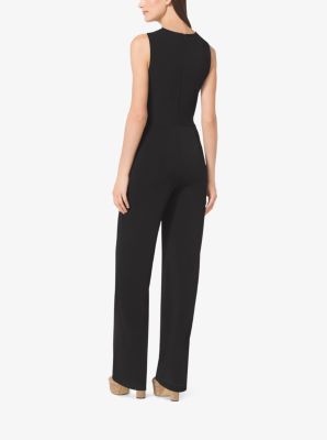 Cross-Neck Stretch-Cotton Jumpsuit
