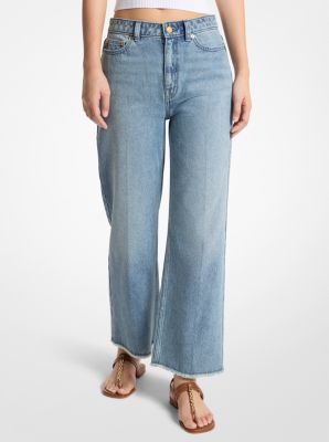 Jeans cropped Eloise in denim sfrangiato a gamba ampia