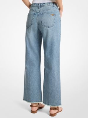 Jeans cropped Eloise in denim sfrangiato a gamba ampia in [3706] | Michael Kors