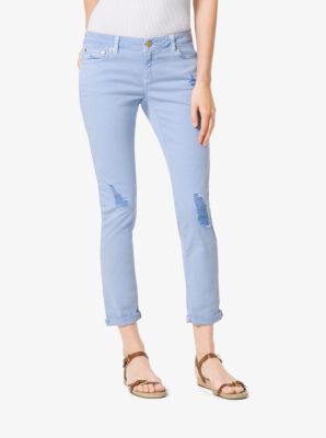 Distressed Cropped Skinny Jeans Michael Kors