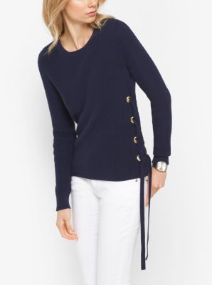 Ribbed Cotton Lace-Up Sweater | Michael 