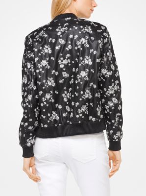 Michael kors floral bomber on sale jacket