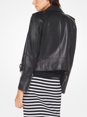 MICHAEL Michael Kors Plus Size Genuine Leather Long Sleeve Moto Jacket