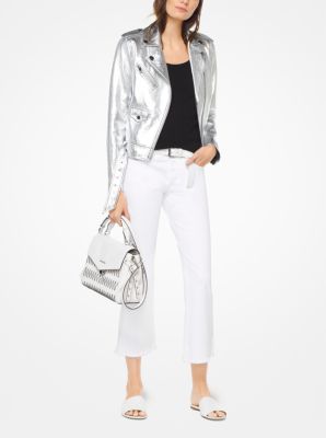 michael kors white leather jacket