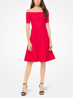 Textured Stretch-Viscose Off-the-Shoulder Dress
