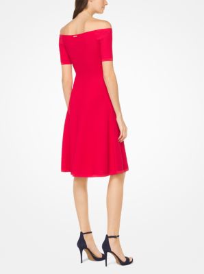 Textured Stretch-Viscose Off-the-Shoulder Dress