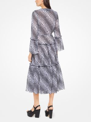 Floral Striped Georgette Dress