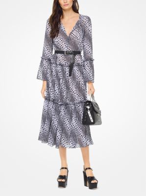 Floral Striped Georgette Dress