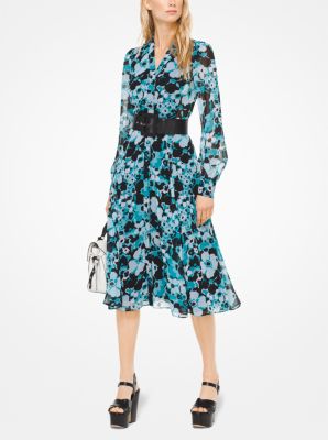 Michael michael kors on sale floral chiffon shirtdress