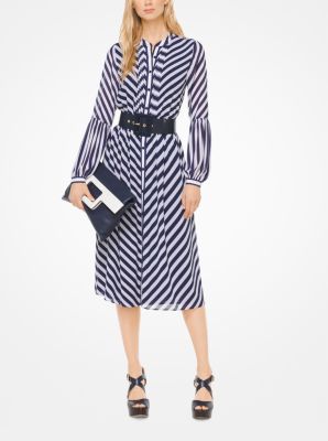 michael michael kors chevron georgette belted shirtdress