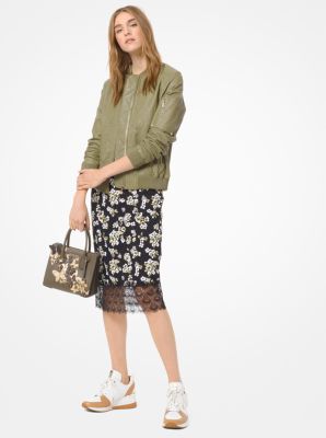 Crinkled Leather Bomber Jacket