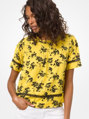 Botanical-Print Crepe Top