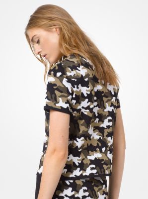 Camouflage Stretch-Viscose Jacquard T-Shirt
