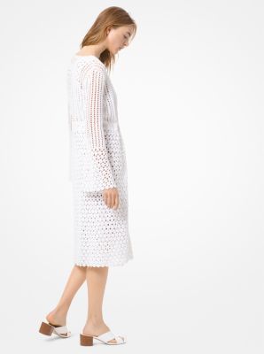 Crocheted Cotton Tie-Front Cardigan