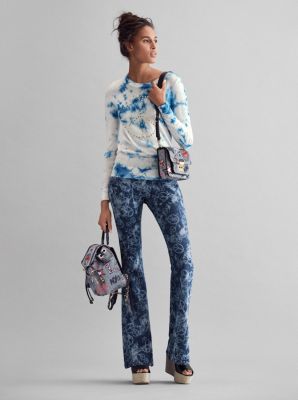 Peace Studded Tie-Dye Merino Wool Sweater