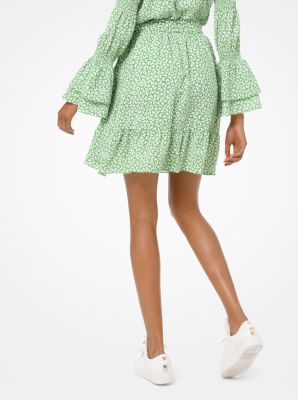 Butterfly-Print Crepe Wrap Skirt