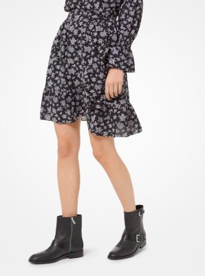 Wildflower-Print Crepe Wrap Skirt