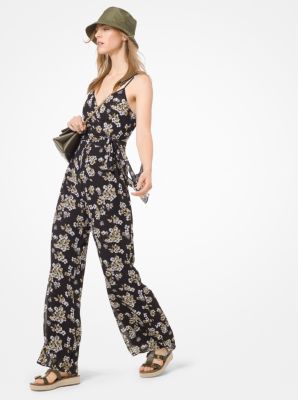 Floral Georgette Wrap Jumpsuit Michael Kors Canada