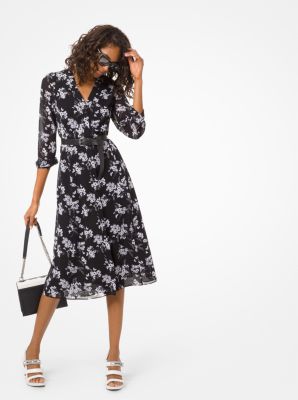 Michael kors hot sale floral georgette shirtdress