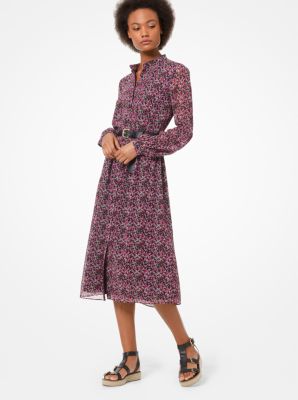 michael kors floral chiffon shirtdress