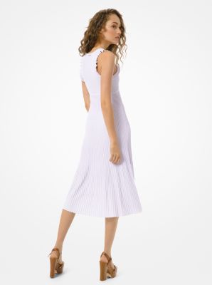 Ribbed Stretch Viscose Ruffle-Trim Dress image number 1