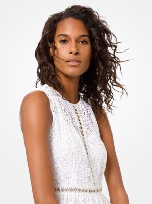 Grommeted Floral Lace Dress