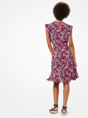 Floral Crepe Ruffle Dress
