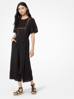 Lace-Trim Crepe Jumpsuit