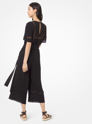 Lace-Trim Crepe Jumpsuit