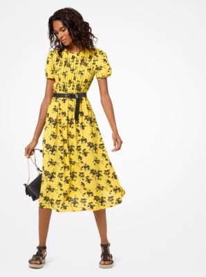 Michael kors yellow floral hot sale dress