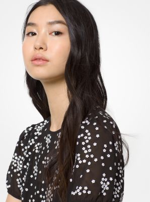 Vestido de georgette con lentejuelas florales