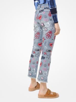 Embroidered Cropped Jeans Michael Kors Canada