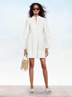 Embroidered Shirtdress, Milan Sunglasses, Malibu Satchel, Tara Leather Slide