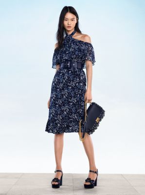 Floral Peekaboo Top, Floral Skirt, Sloan Shoulder Bag, Tara Platform Sandal