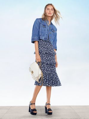 Cropped Jacket, Floral Dress, Sloan Shoulder Bag, Tara Platform Sandal