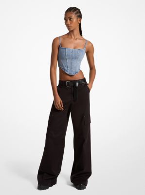 Stretch Organic Cotton Wide-Leg Cargo Pants image number 0