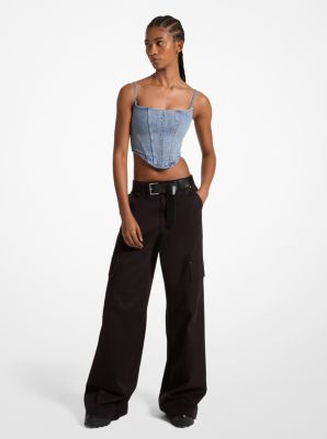 Pantalon cargo évasé en coton biologique extensible