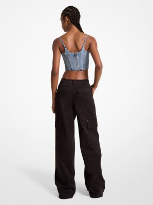 Stretch Organic Cotton Wide-Leg Cargo Pants image number 1