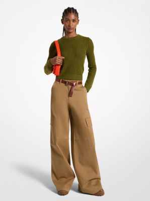 Stretch Organic Cotton Wide-Leg Cargo Pants image number 0