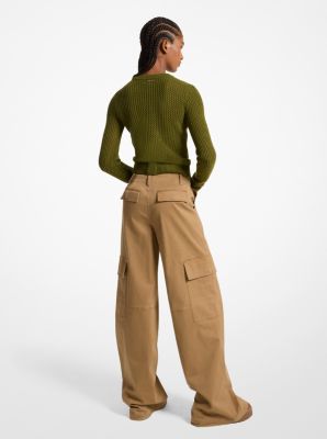 Stretch Organic Cotton Wide-Leg Cargo Pants image number 1