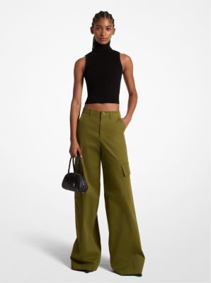 Stretch Organic Cotton Wide-Leg Cargo Pants image number 0