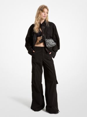 Woven Wide-Leg Cargo Pants