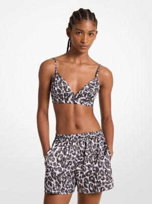 Leopard Logo Print Satin Bra Top image number 0