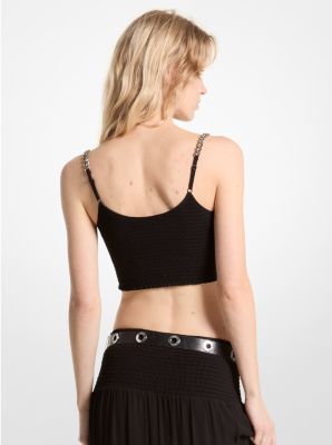 Gesmoktes Bustier-Top aus Georgette image number 1