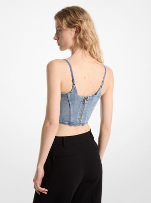 Stretch Denim Bustier Top image number 1