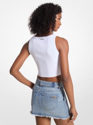 Ribbed Stretch Knit Cropped Tank Top image number 1