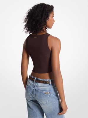 Ribbed Stretch Knit Cropped Tank Top image number 1